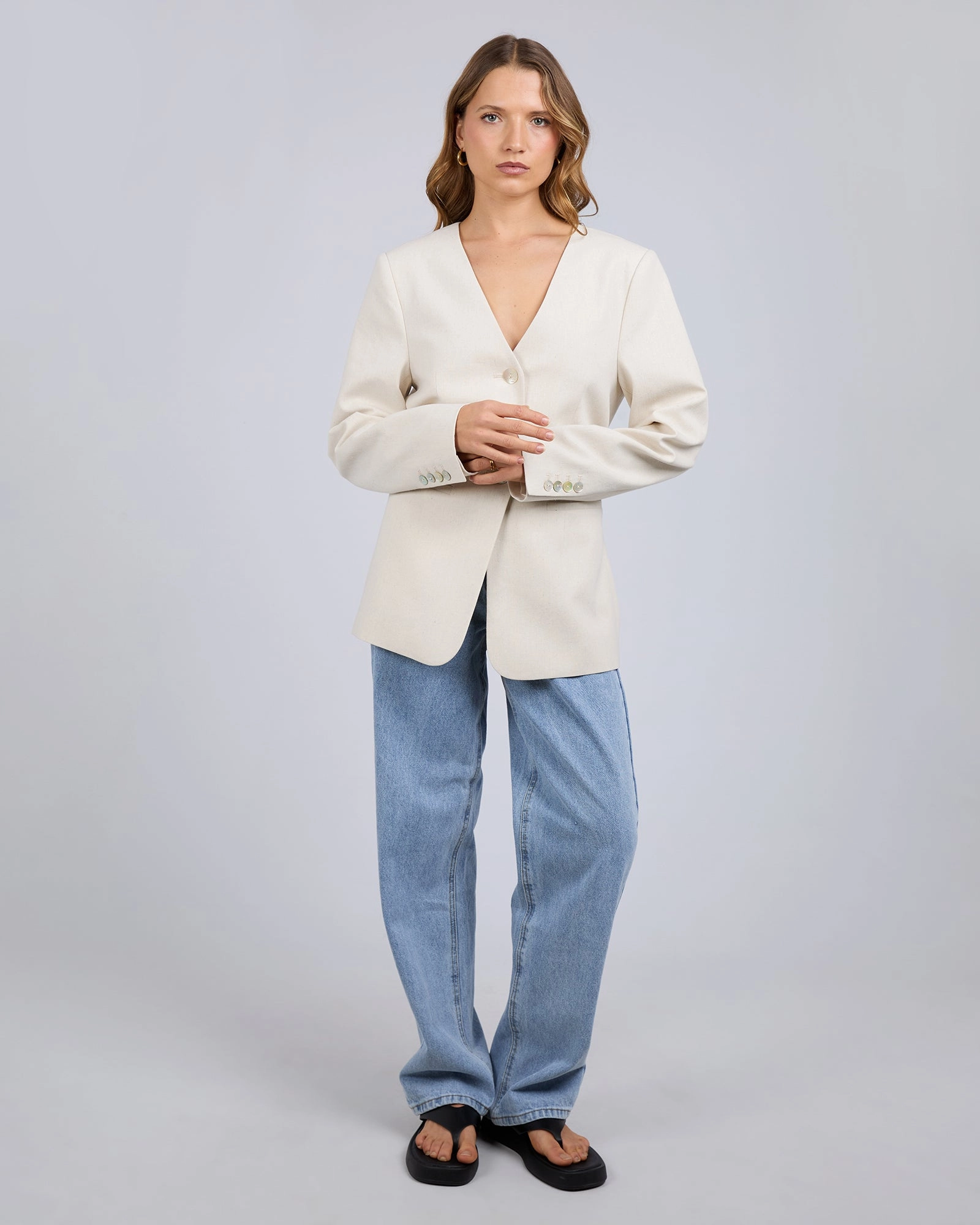 Silent Theory Matilda Linen Blazer Natural Smart Casual Piece
