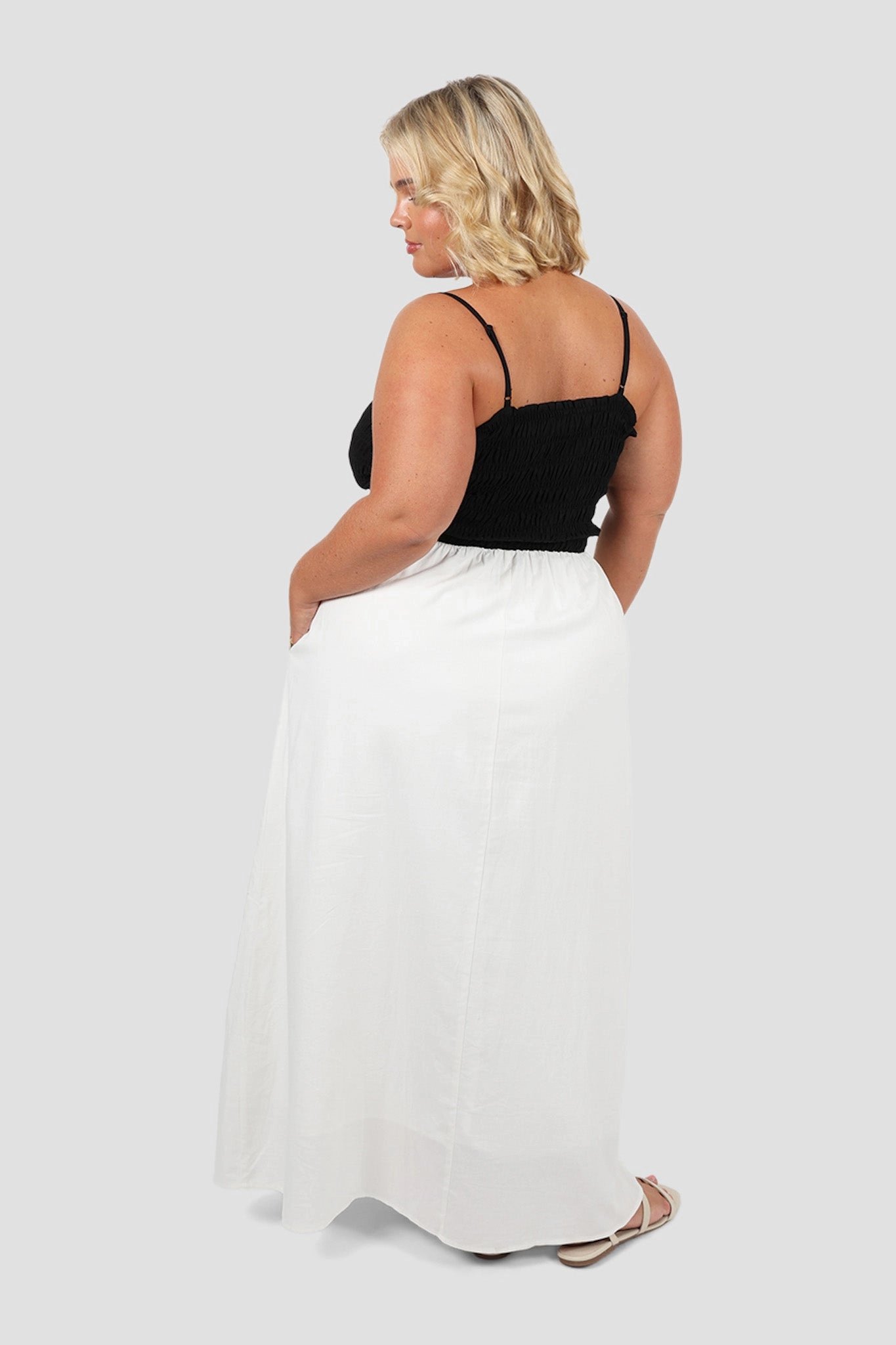 Feminine off-the-shoulder gown Shine Skin RILORA DRESS B&W