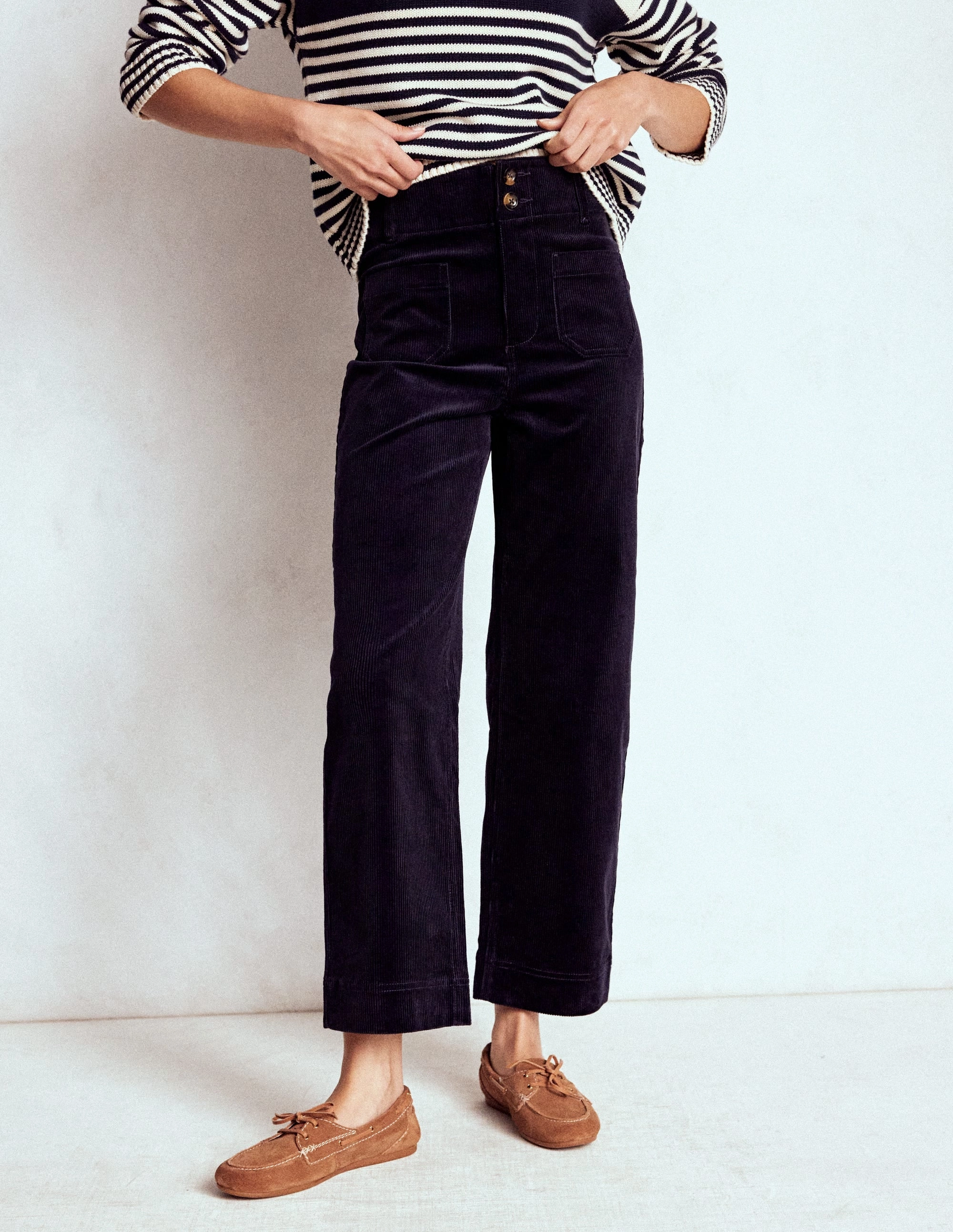 Modern Fit Primrose Cord Trousers-Navy