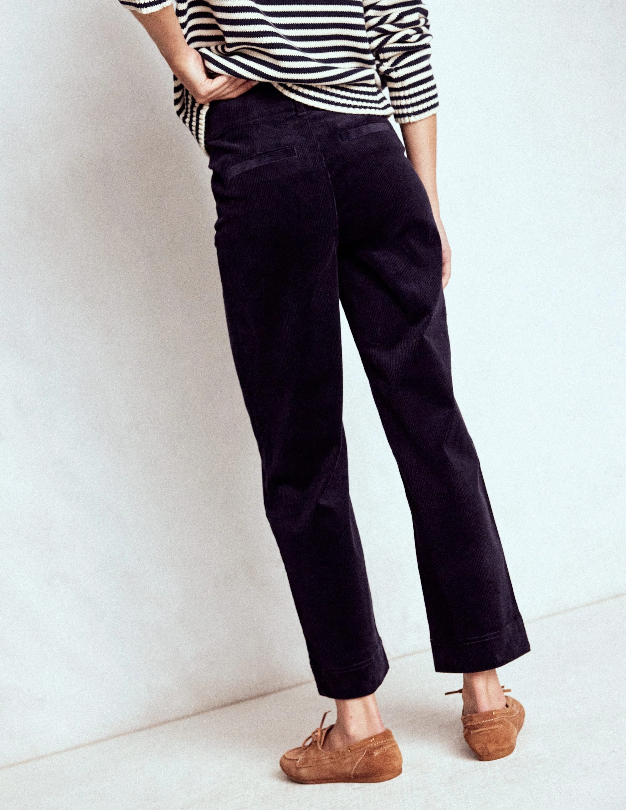 Primrose Cord Trousers-Navy Comfy Fit