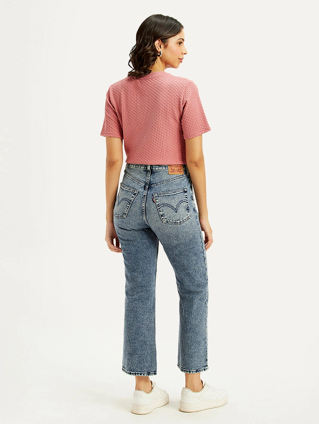 Women's Blue Ribcage Cropped Bootcut Fit High Rise Jeans Brunch Outfit Night Out