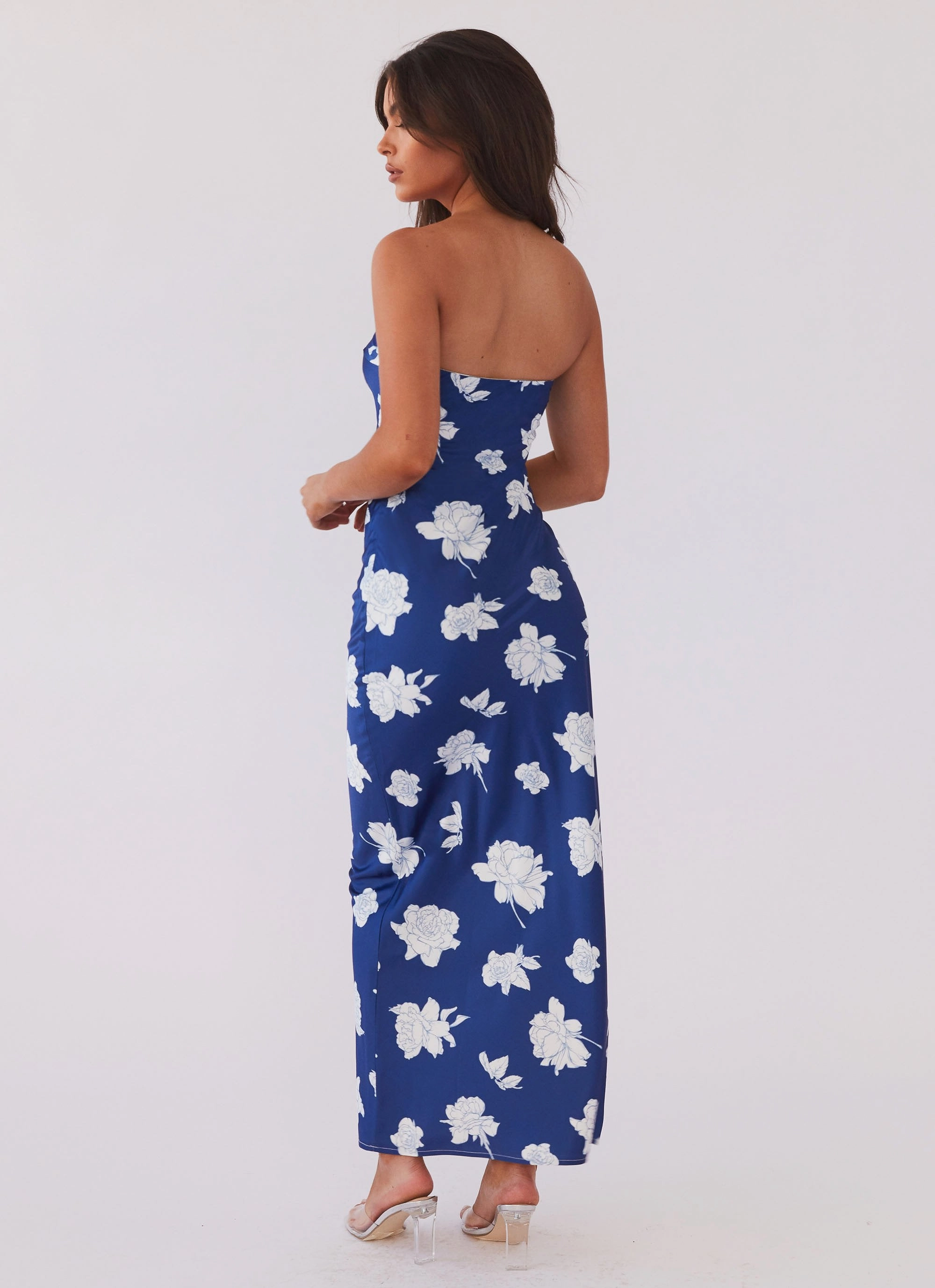 Stylish and Simple High Waist What I Want Maxi Dress - Navy Flora