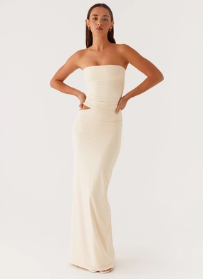 Travel Staple Romee Strapless Maxi Dress - Pastel Yellow