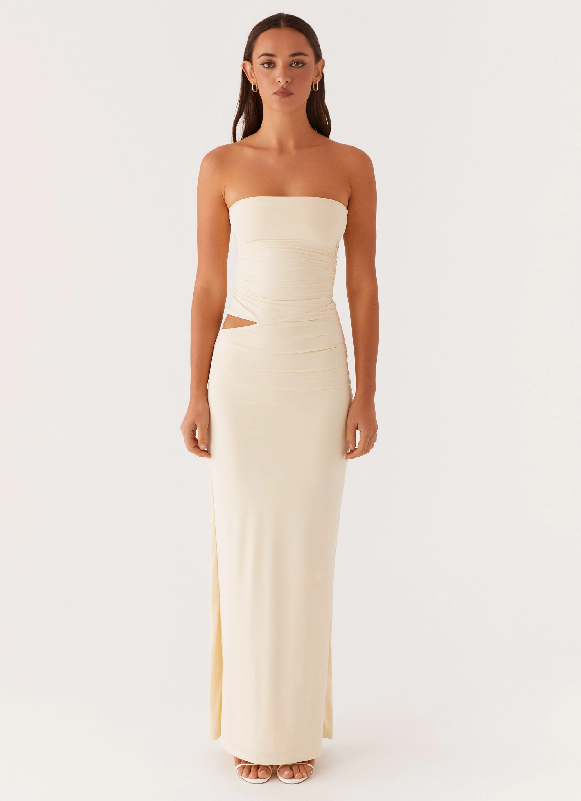 Romee Strapless Maxi Dress - Pastel Yellow Chic Tailoring