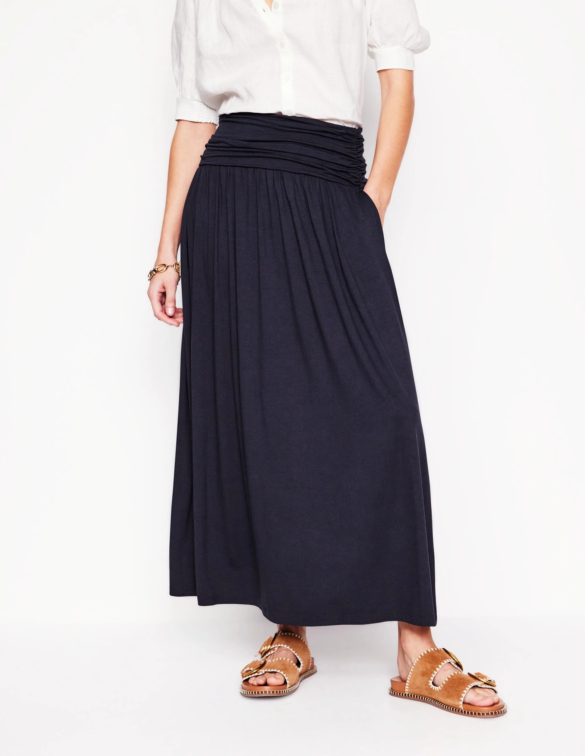 Contemporary Brand Rosaline Jersey Skirt-Navy