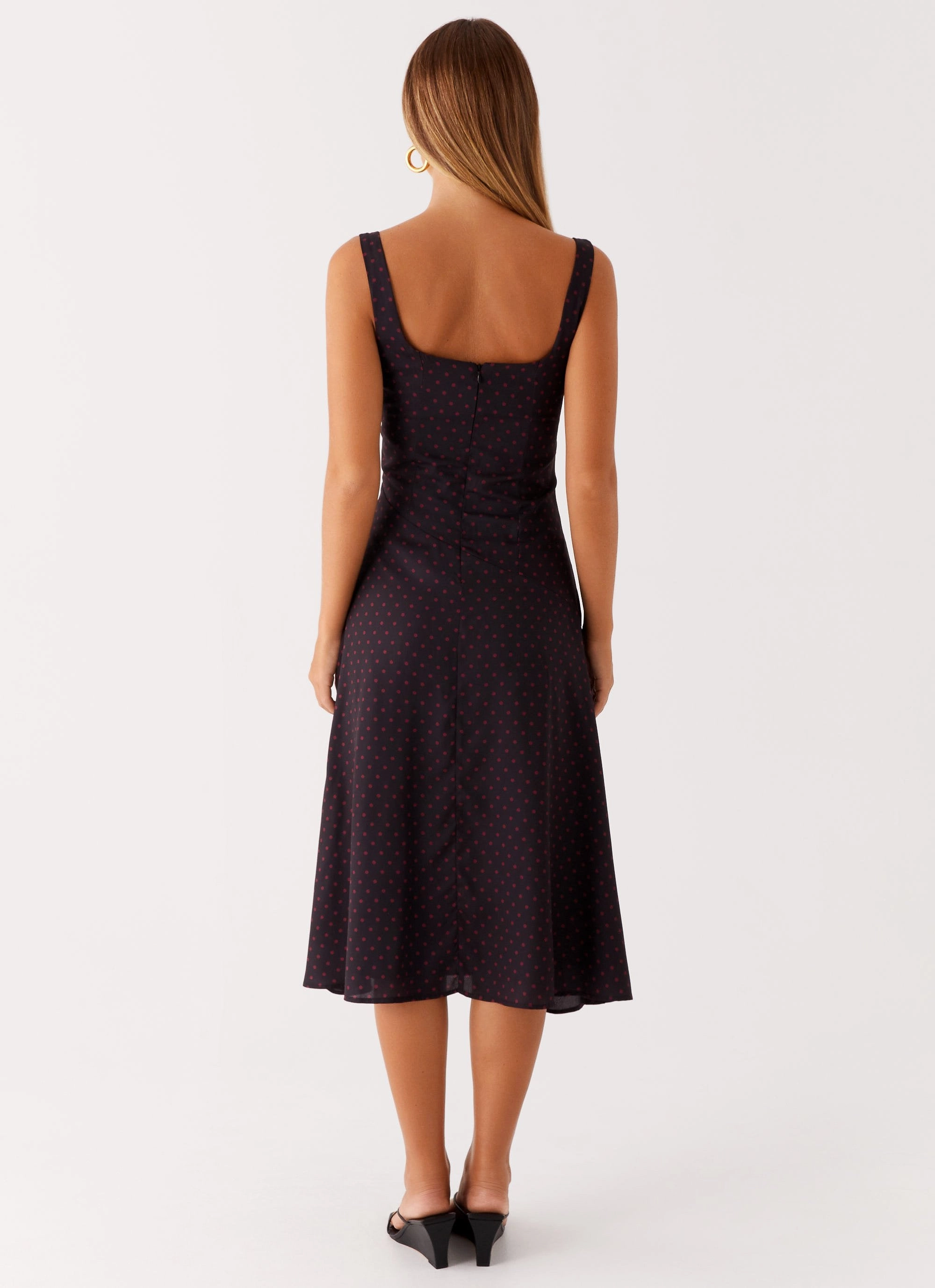 Soft Neutral Smart Design Rowyn Midi Dress - Black Polka Dot