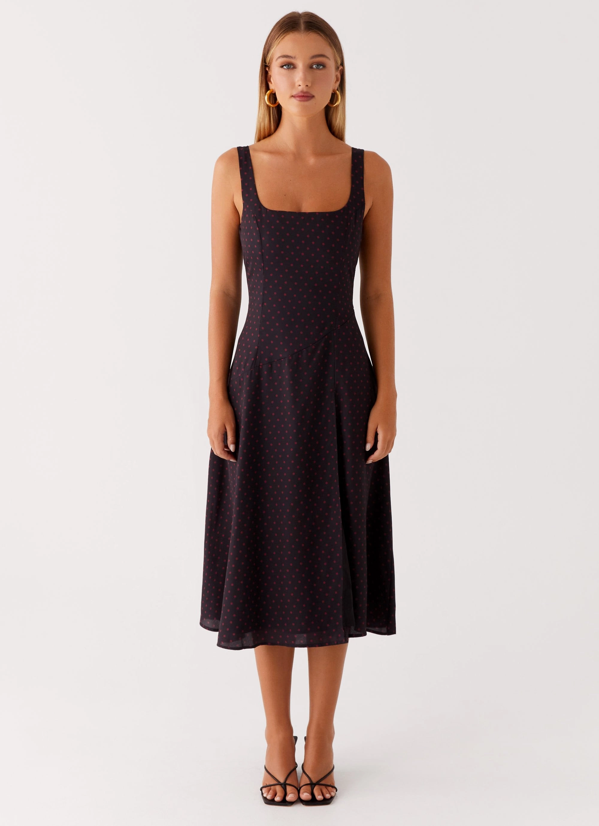 Halter neck Rowyn Midi Dress - Black Polka Dot