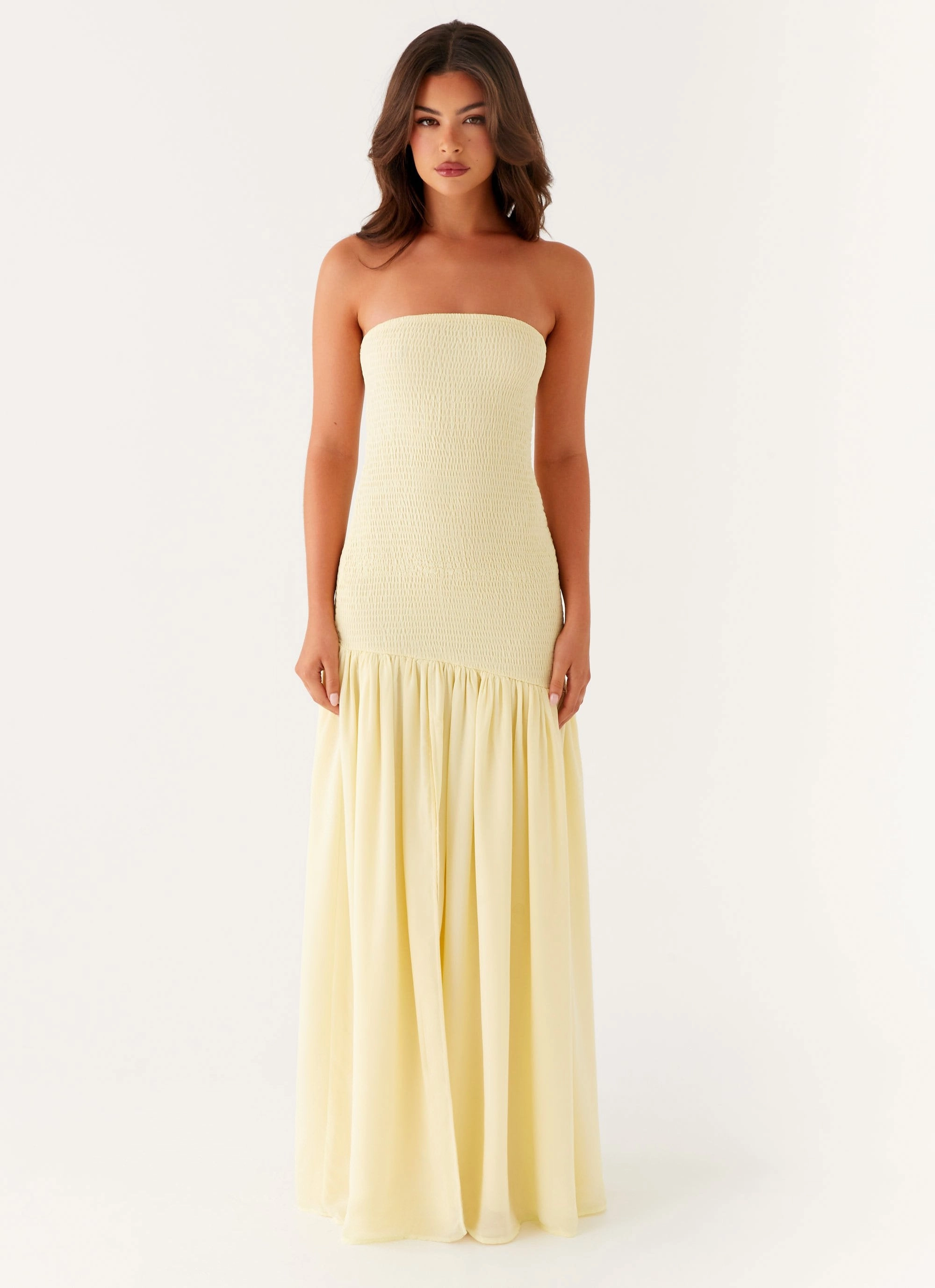 Royce Maxi Dress - Yellow Smocked-Detail