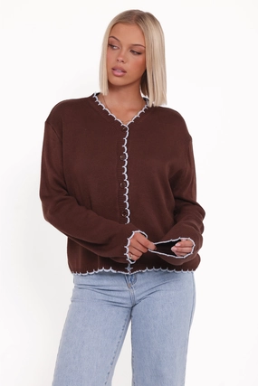 Ruby Knit Cardigan - Brown FourWay Stretch Design