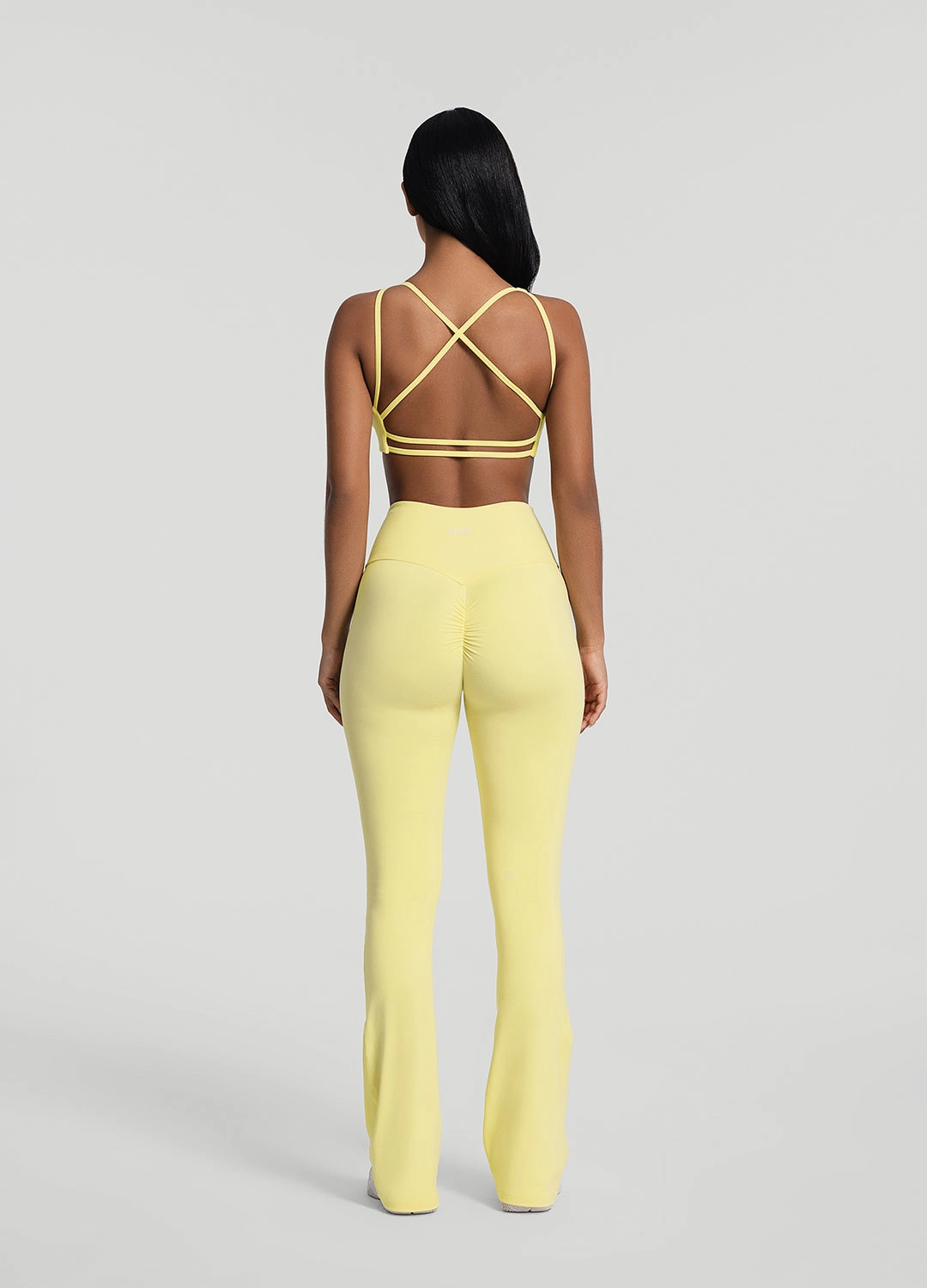 Ruched Flared Leggings Athletic Shape Low Profile