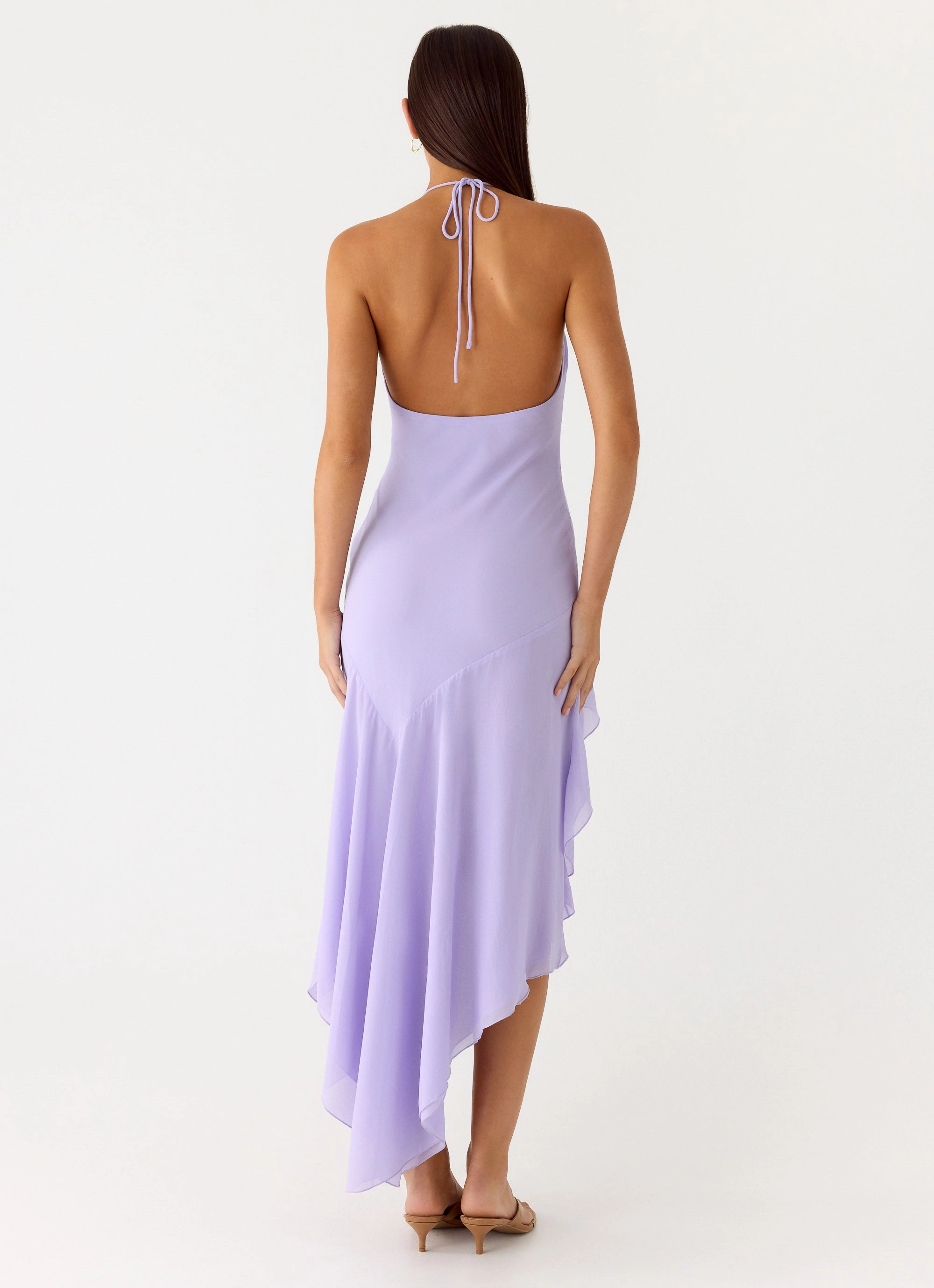 Breathable wear Modern Appearance Sunmi Asymmetric Cowl Midi Dress - Lavender