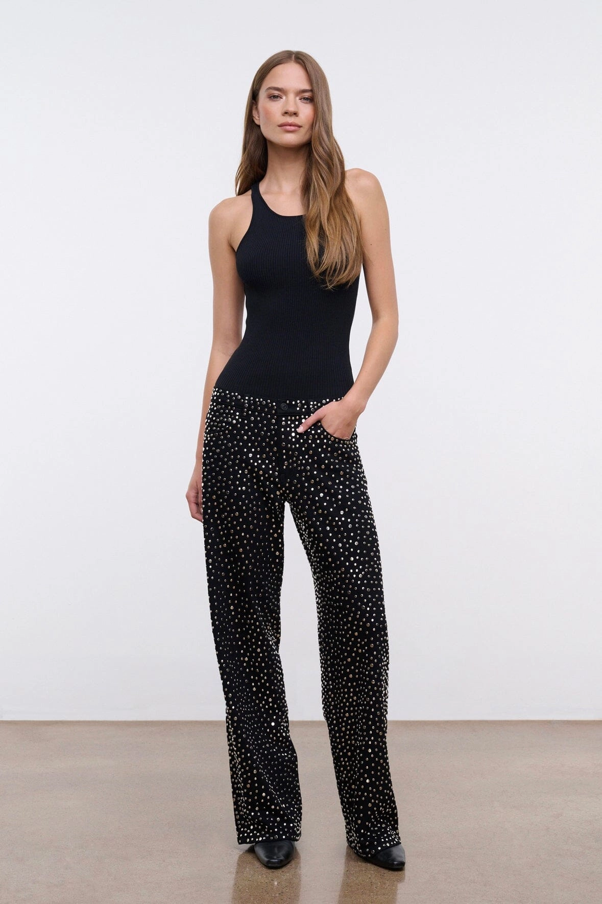 GUS RELAXED JEAN | STUDDED BLACK Customizable Hem Options Go-To Basic