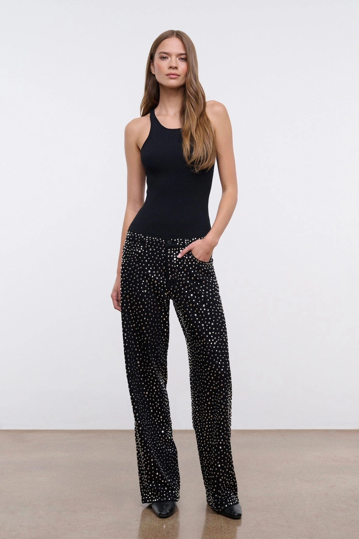 GUS RELAXED JEAN | STUDDED BLACK Go Anywhere Look Sustainable Evening Stroll Casual