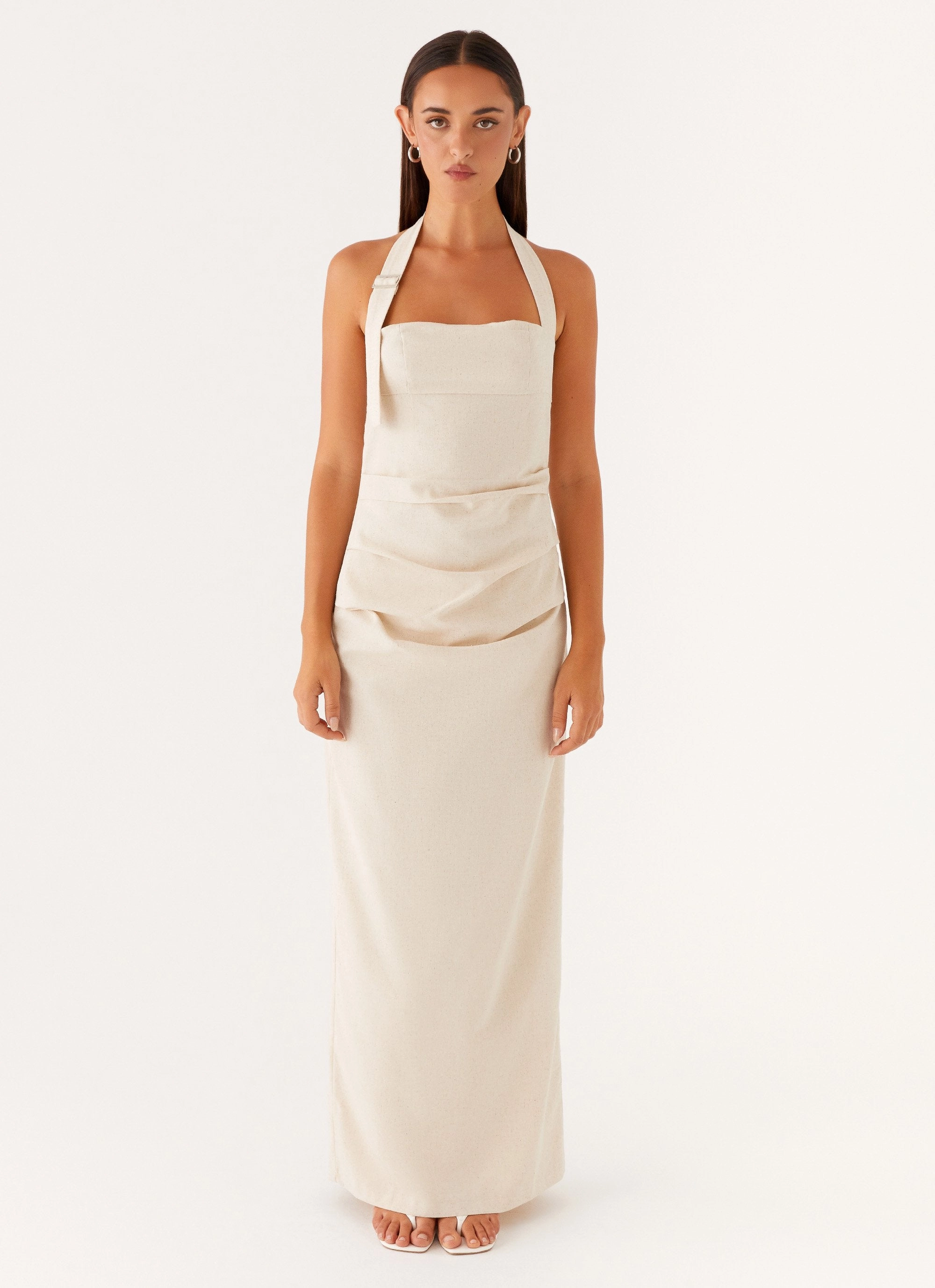 Elegant Waistband Rumour Has It Maxi Dress - Oatmeal