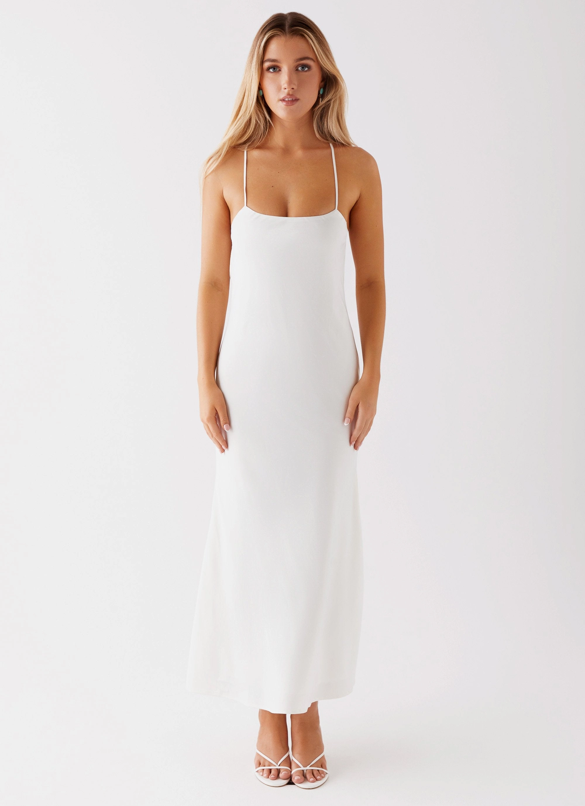 Runway Royalty Maxi Dress - White Refined Presence Layered Volume