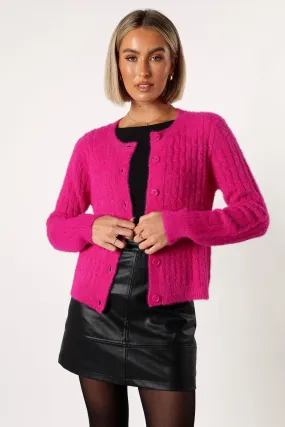 Ryann Button Front Cardigan - Magenta Weekend Ready