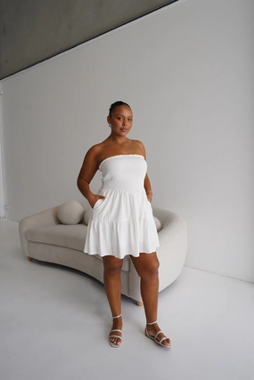 Relaxed day dress Rhinestone-Detail RYLIN DRESS WHITE