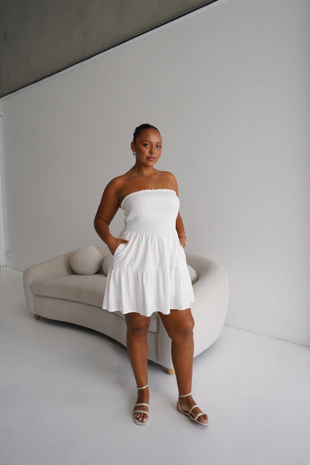 Relaxed day dress Rhinestone-Detail RYLIN DRESS WHITE