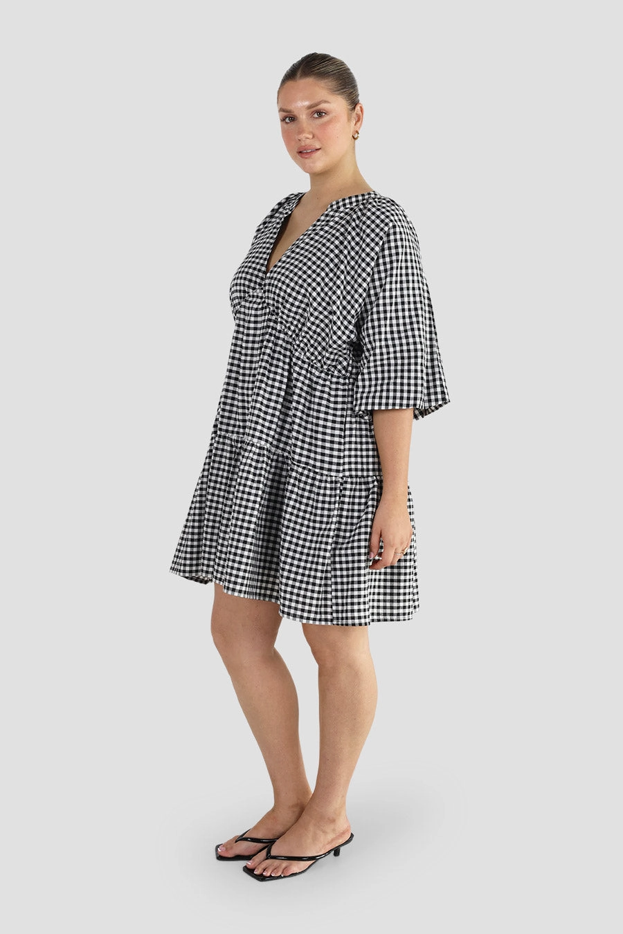 SALORA DRESS B&W GINGHAM Petite-Size