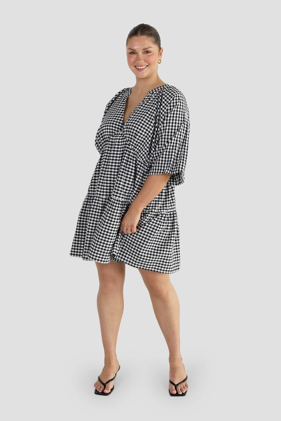 Easy Look SALORA DRESS B&W GINGHAM