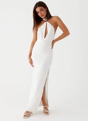 Understated Elegance Samara Halterneck Maxi Dress - White