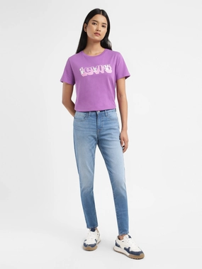 Women's 710 Blue Skinny Fit Mid Rise Jeans Office Wear Modern Rainy Day