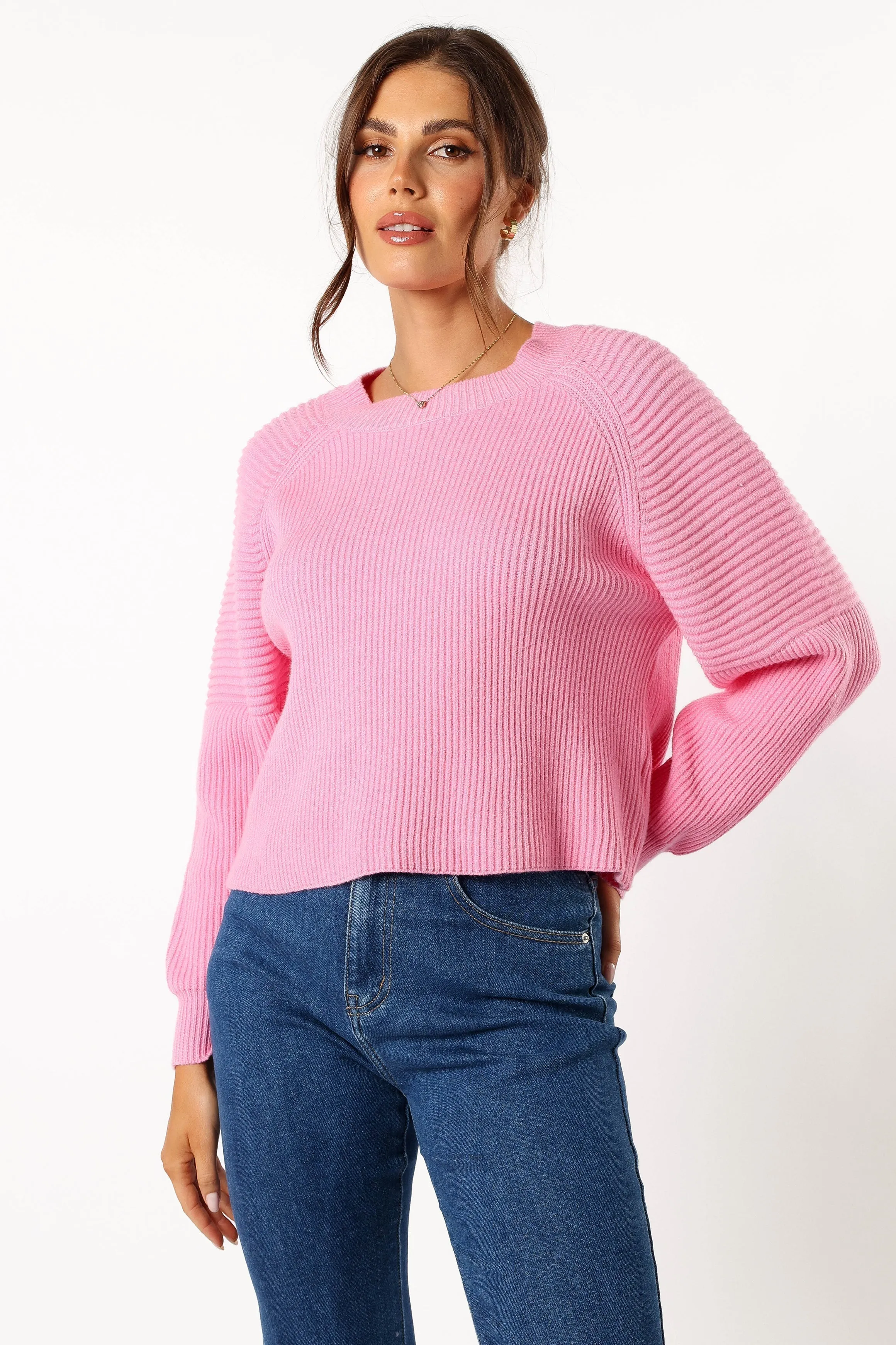 Seasonal Comforted Dimensional Stability Sarah Knit Sweater - Pink