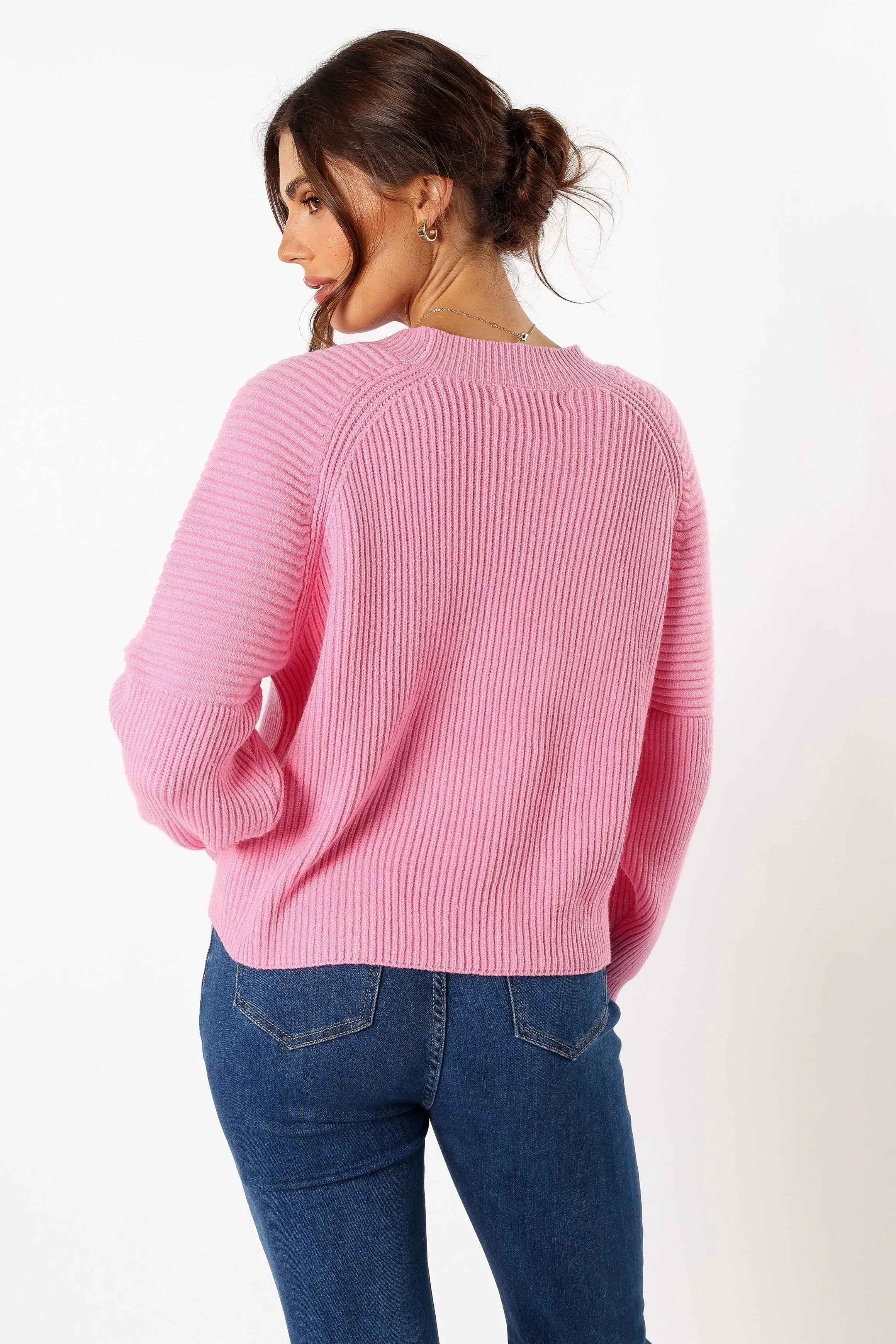 Sarah Knit Sweater - Pink Classic Shape Office Casual Look