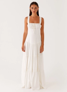 Esme Maxi Dress - White Blue Sky