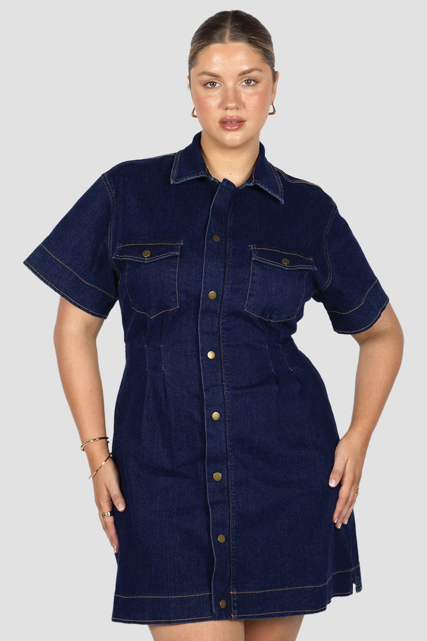 SAVEIRA DENIM DRESS MIDNIGHT Luxe Fit