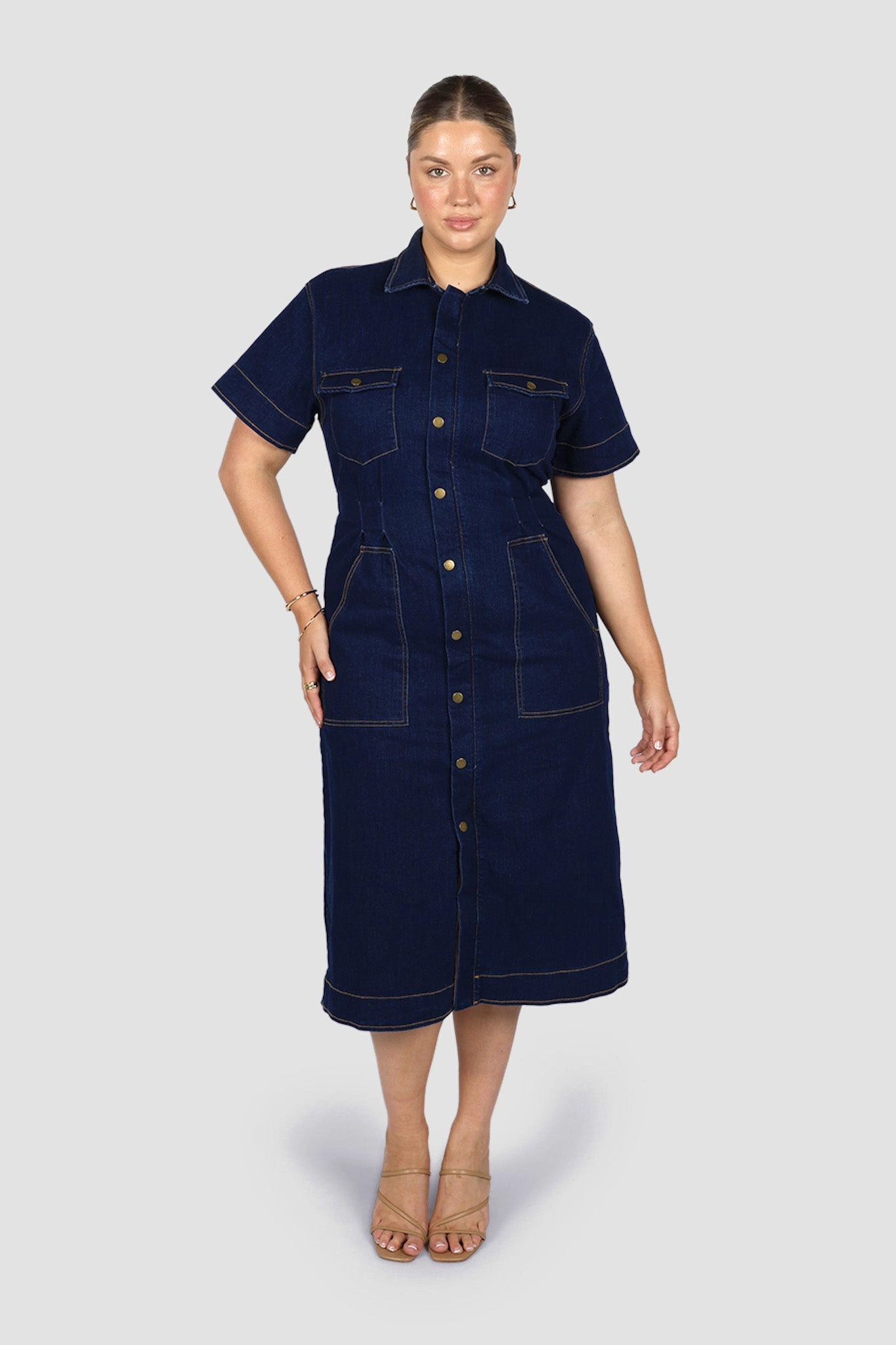 Office Layer hypoallergenic SAVEIRA DENIM MIDI DRESS MIDNIGHT