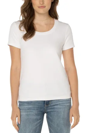 Fashionable Wear Lightweight Comfort Wear Scoop Neck Short Sleeve Tee | White Airy Feel