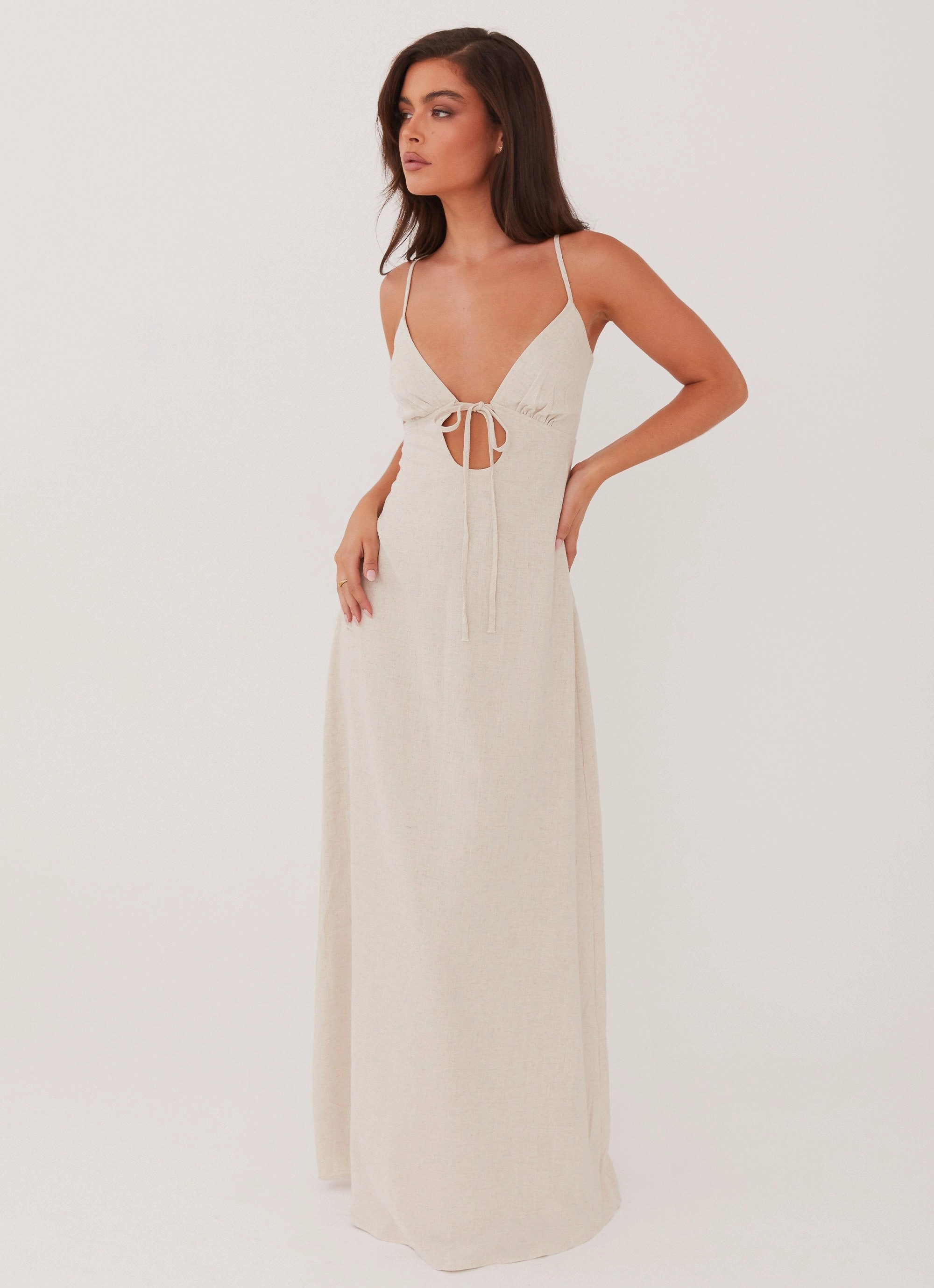 Essential Style All Day Flora Linen Maxi Dress - Oatmeal