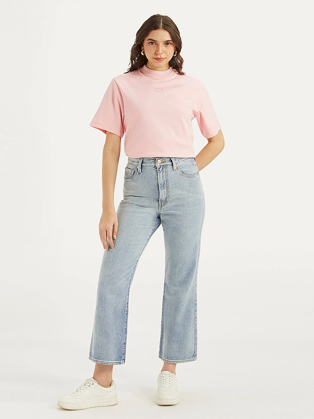 Women's Light Blue Ribcage Cropped Bootcut Fit High Rise Jeans Premium Material Daily Wear Summer Vibes Music Event