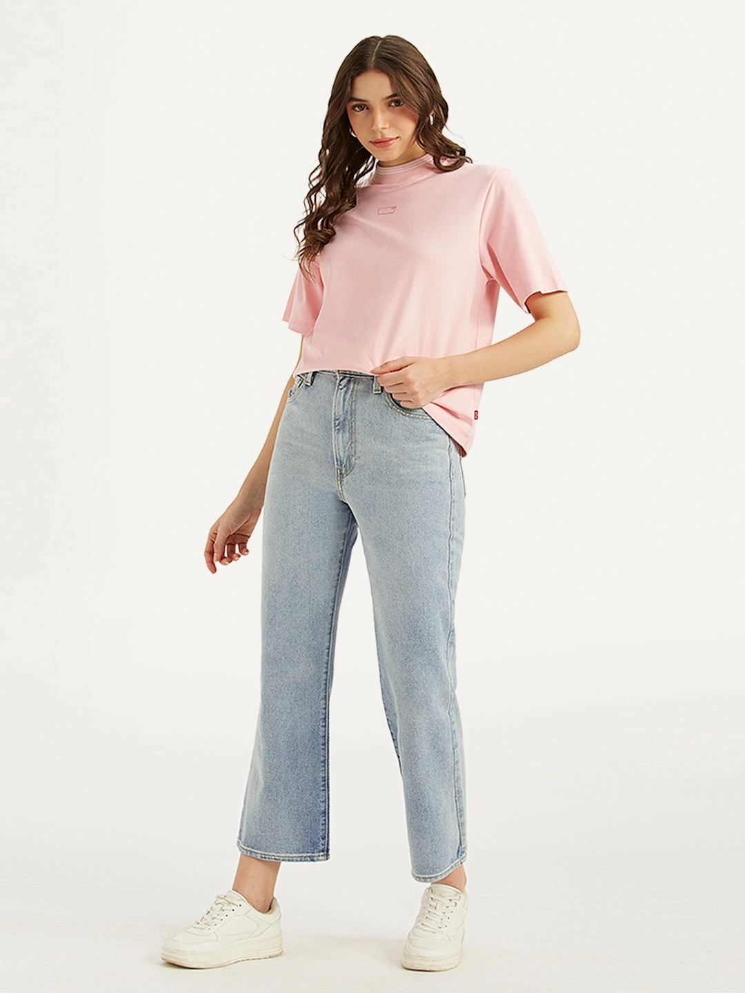 Spring Mood Affordable standard fit Women's Light Blue Ribcage Cropped Bootcut Fit High Rise Jeans