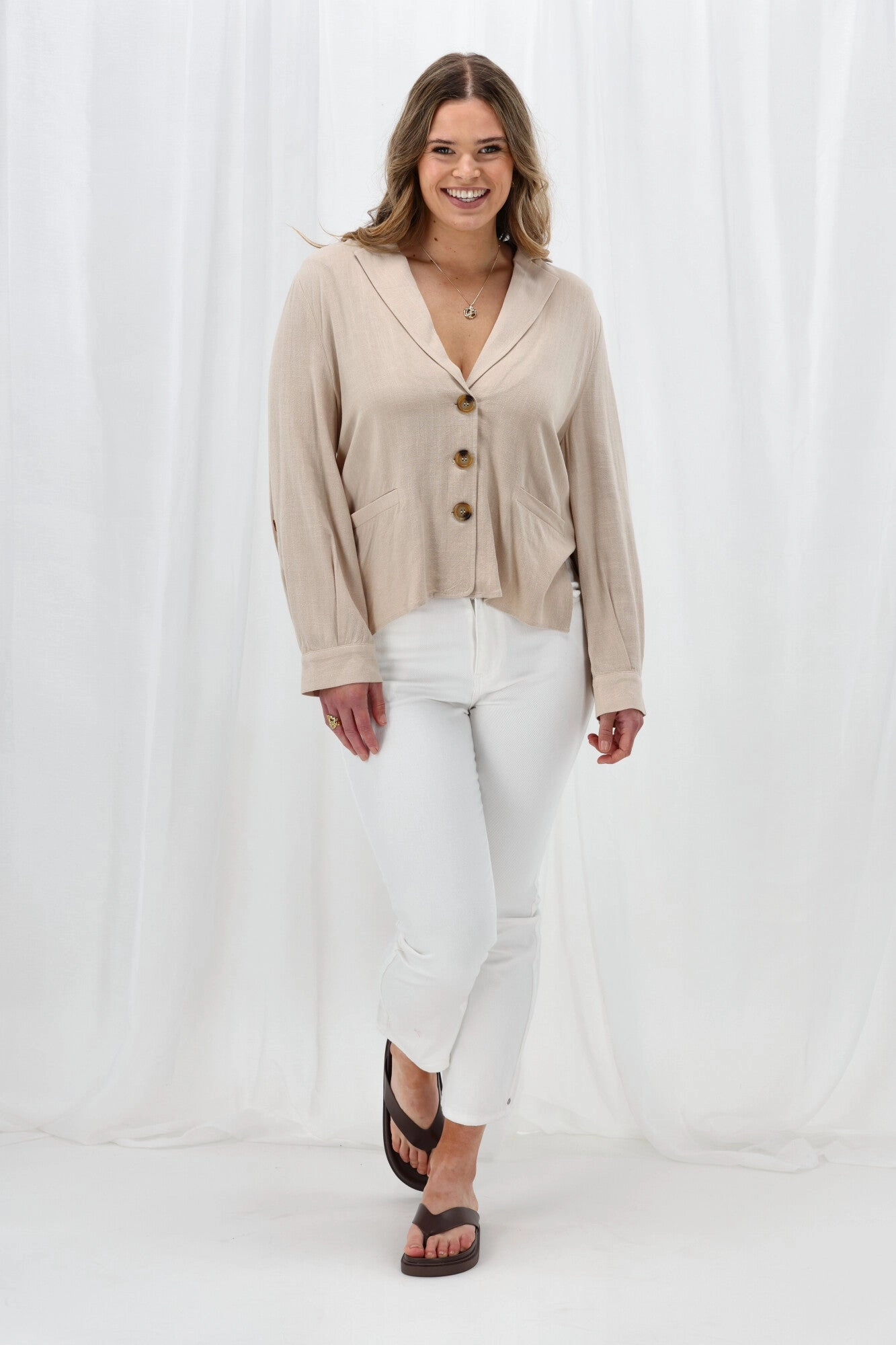 Gloss The Label Stevie Jacket Natural Low Maintenance Fabric