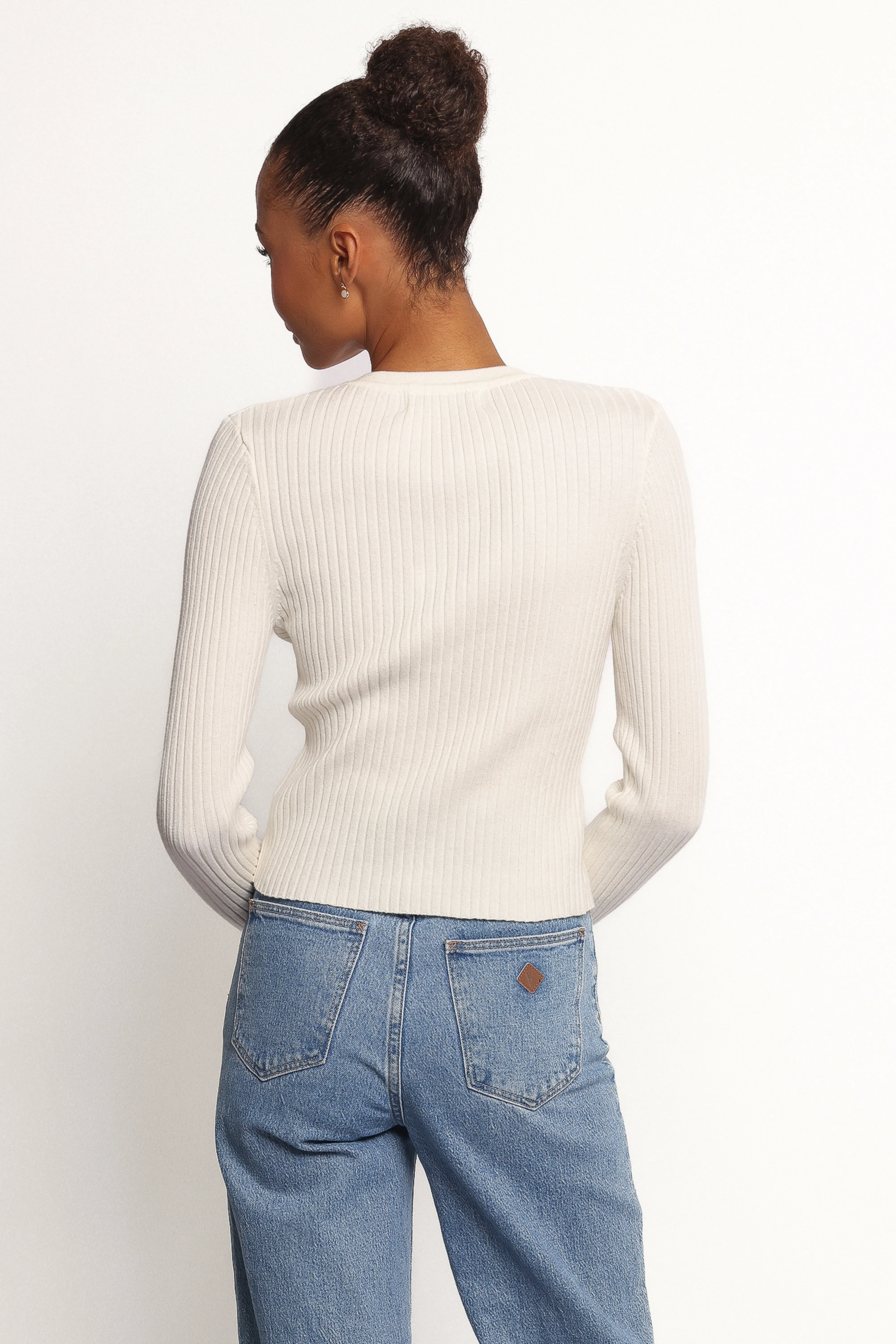 Searie Ribbed Cardigan Top - Cream Mid layer