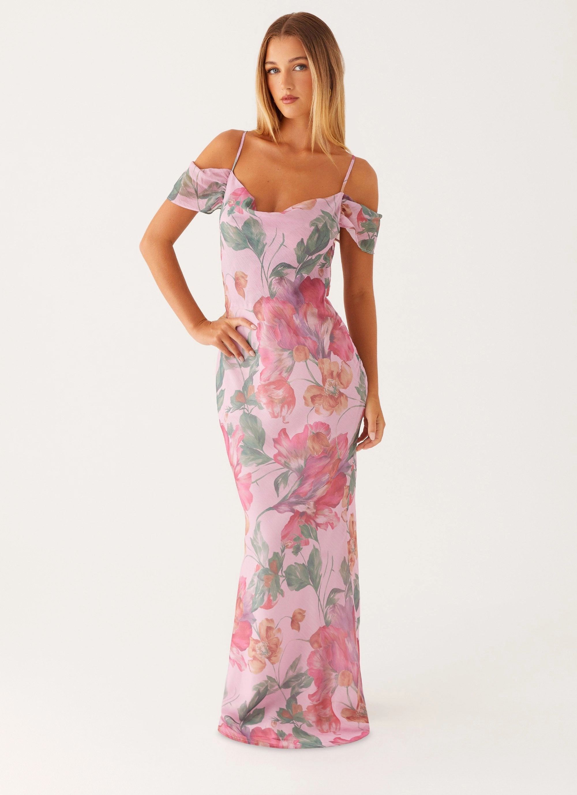 Seline Maxi Dress - Pink Floral Chic Mom