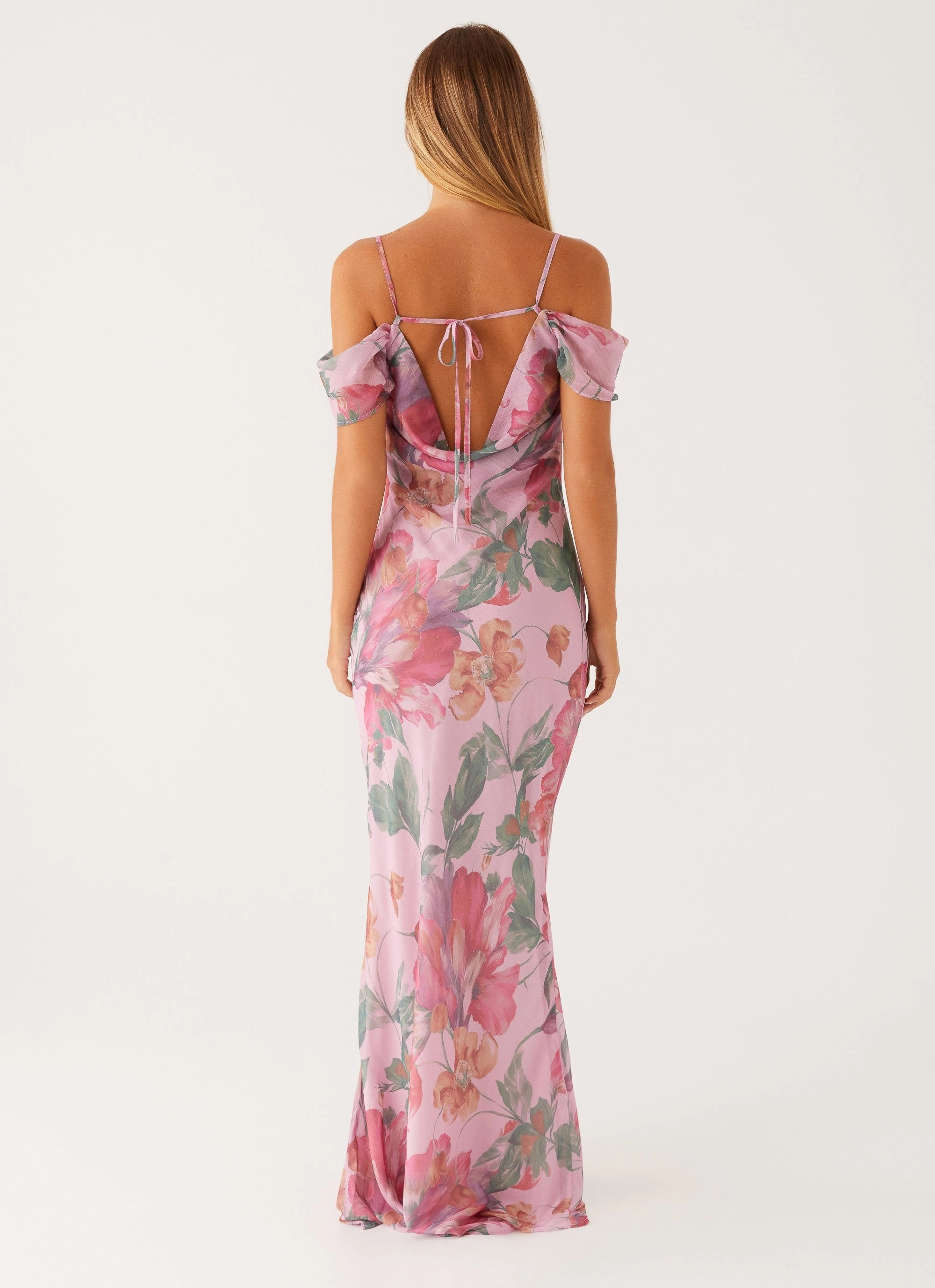 Seline Maxi Dress - Pink Floral Lightweight-Lining