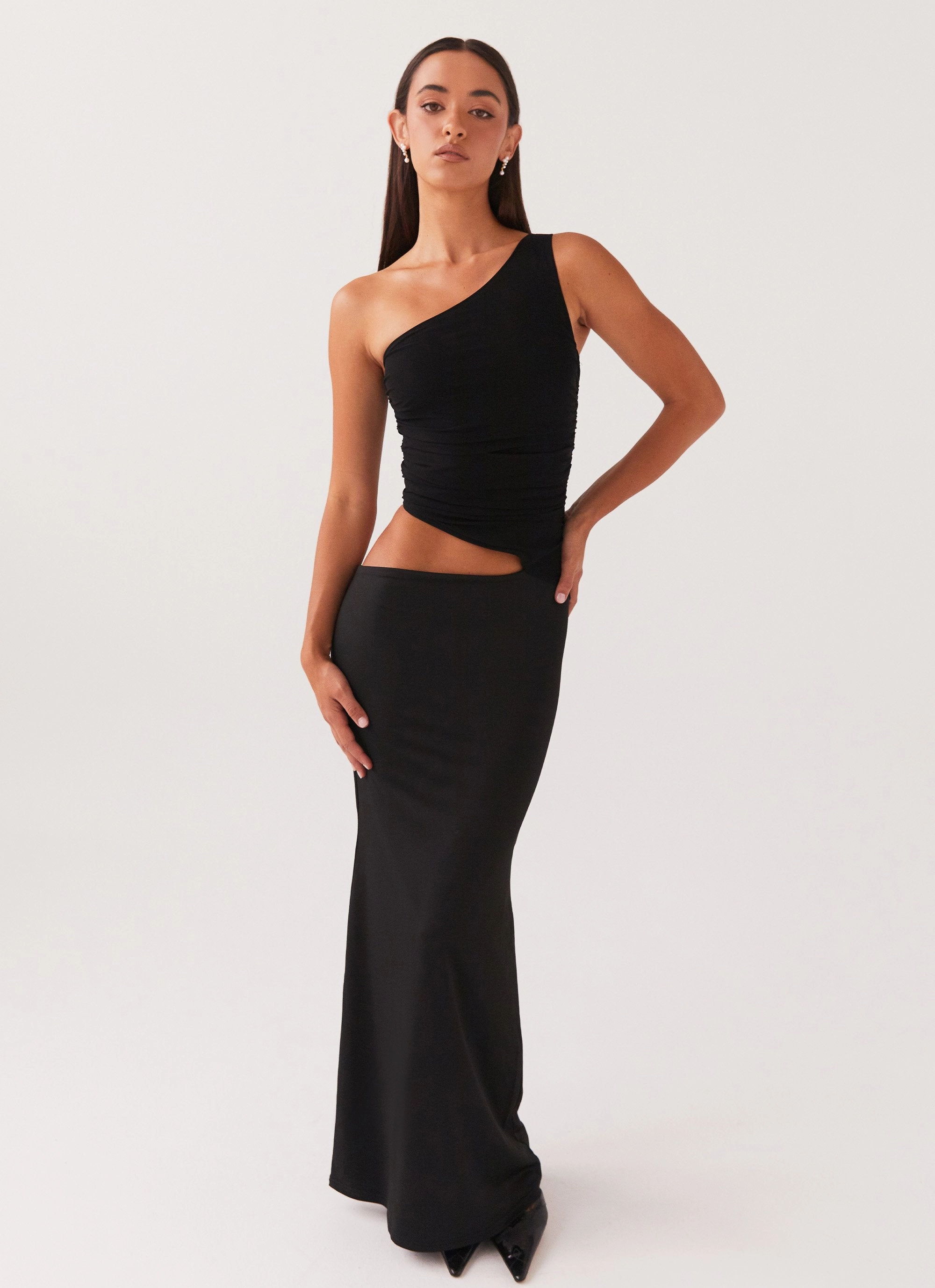 Seranella One Shoulder Maxi Dress - Black Timeless Fit Look