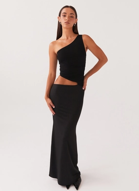 Seranella One Shoulder Maxi Dress - Black Timeless Fit Look