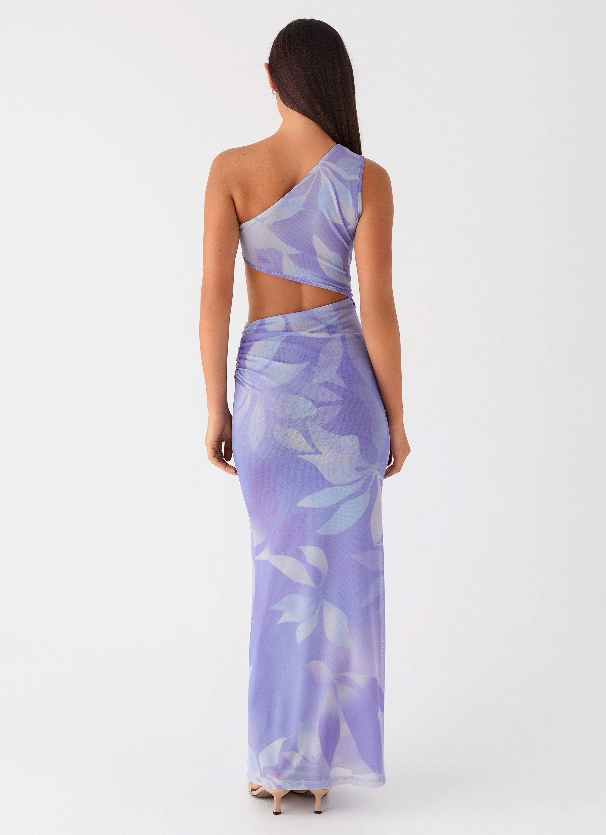 Shadows In The Sun Mesh Maxi Dress - Purple Rain Minimalist Waistband