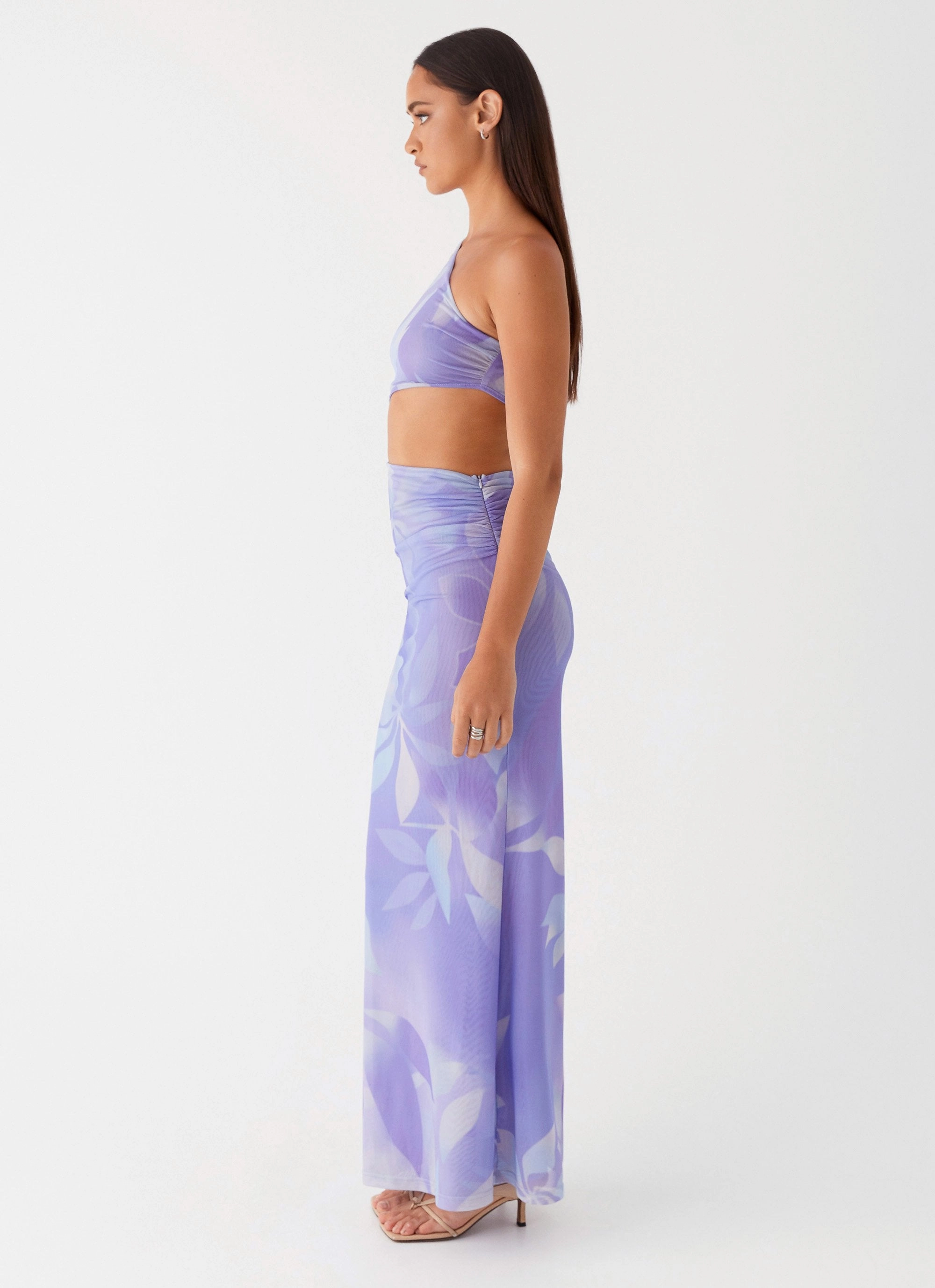 Shadows In The Sun Mesh Maxi Dress - Purple Rain Side Slit Street Style