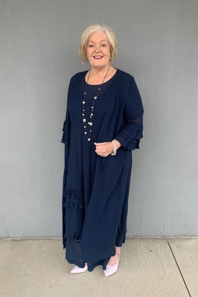 Niovara - 1084-001 Ruffle Kimono Casual Fit Layer City Layer Style