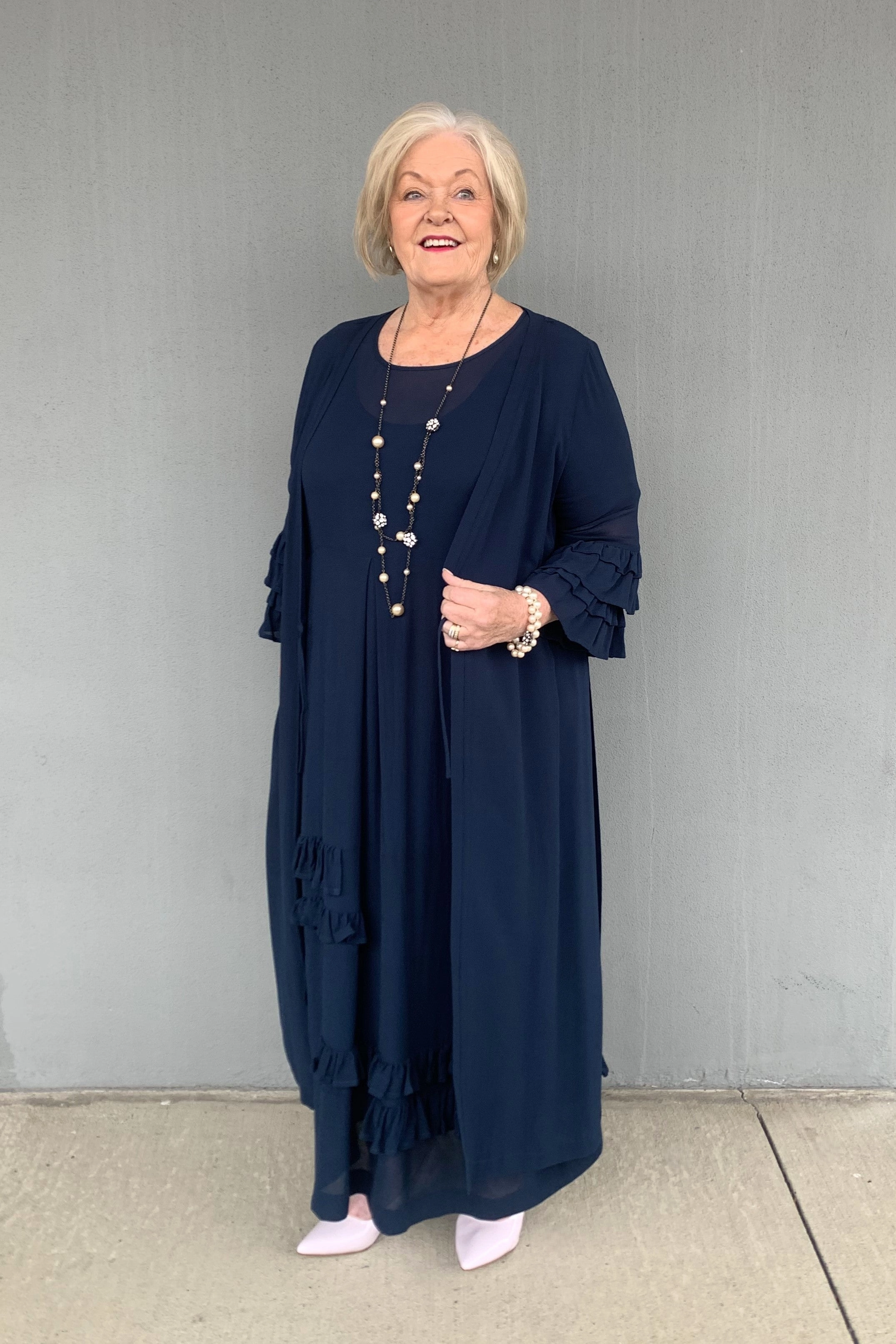 Niovara - 1084-001 Ruffle Kimono QuickDry Fabric Clean Fit Design