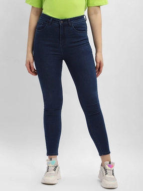 Madame Solid Mid Blue Skinny Fit Denim Jeans Modern Minimalist Fashion Lover Timeless casual