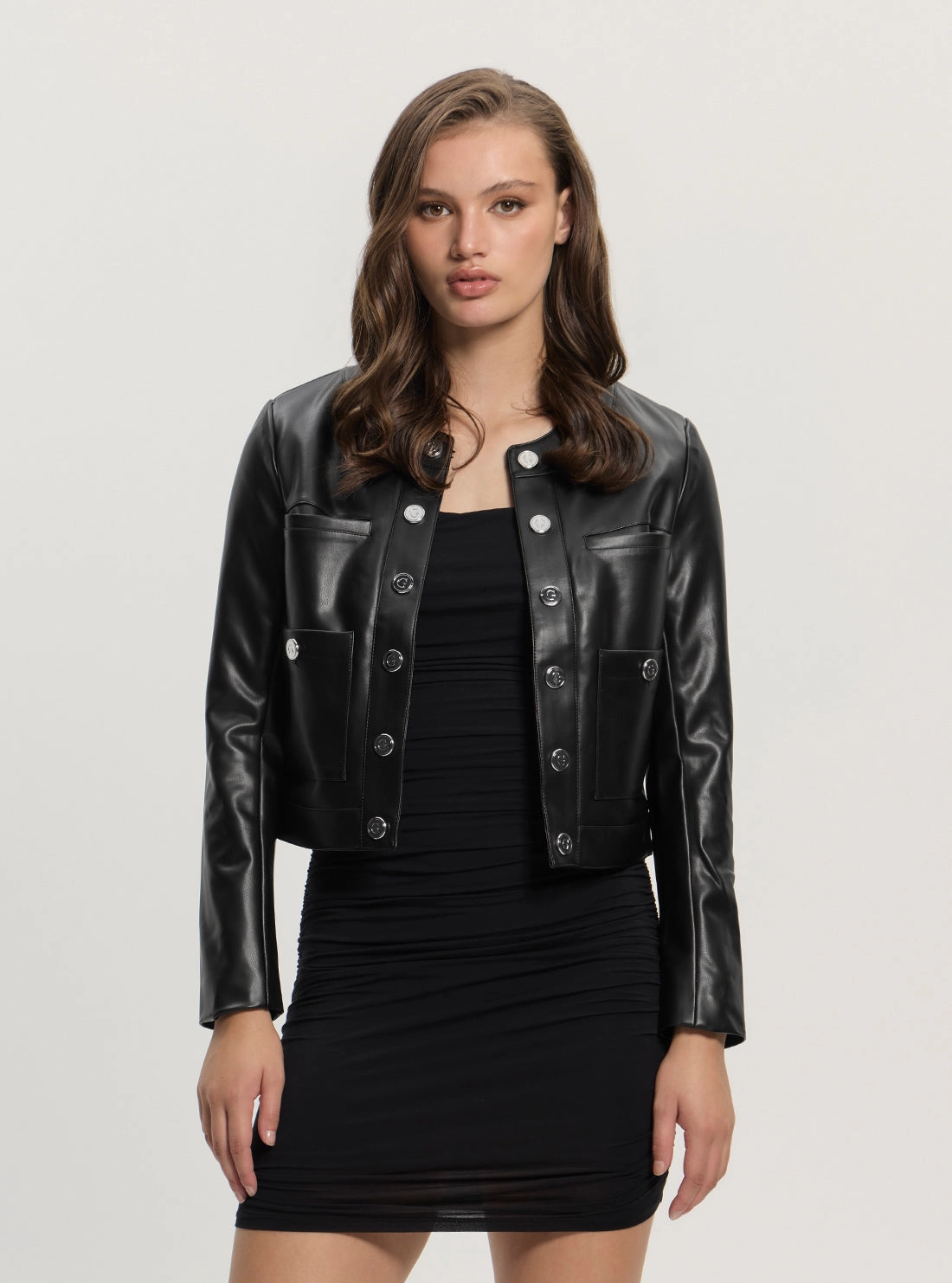 Black Nova Faux-Leather Jacket Temperature Regulating Tech