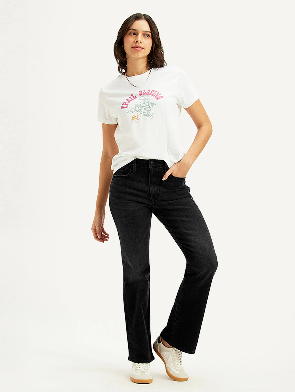 Women's Black Wedgie Bootcut Fit Mid Rise Jeans Street Basics Go To Outfit