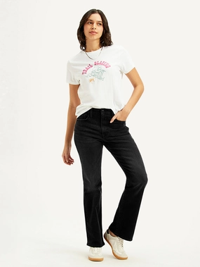 Women's Black Wedgie Bootcut Fit Mid Rise Jeans Street Basics Go To Outfit