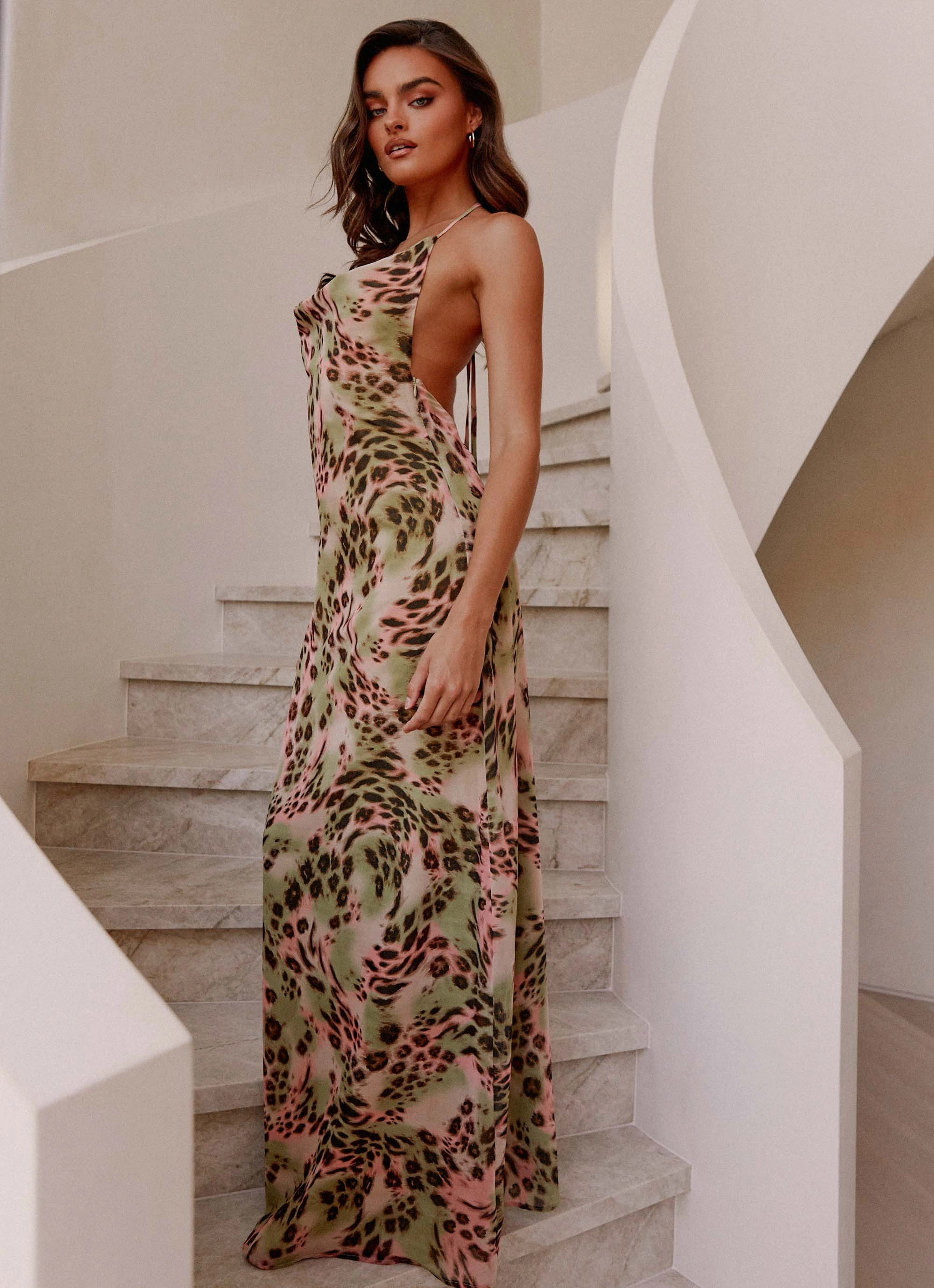 Perfectly Crafted Hook-And-Eye Austeja Maxi Dress - Swirl Leo